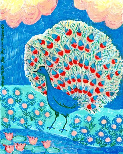 Павлин красками