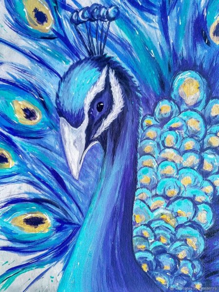 Павлин пастелью