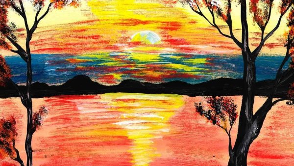 Пейзаж из гуаши