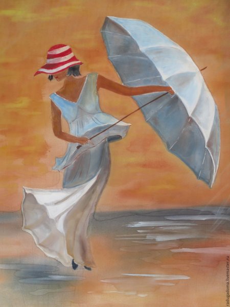 Девушка с зонтом рисунок