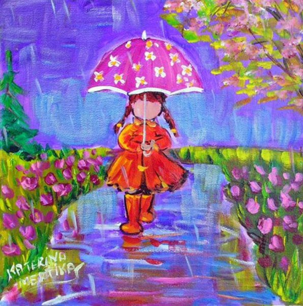 Девочка под зонтом