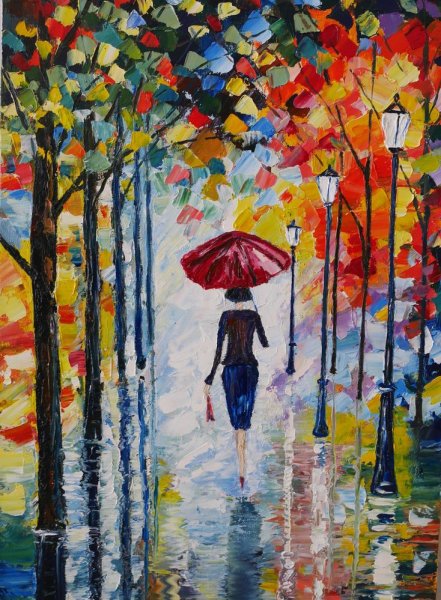 Девочка под дождем рисунок