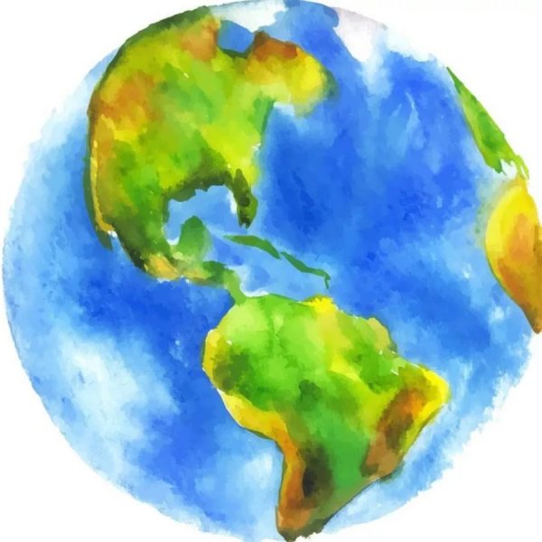 Планета земля акварелью