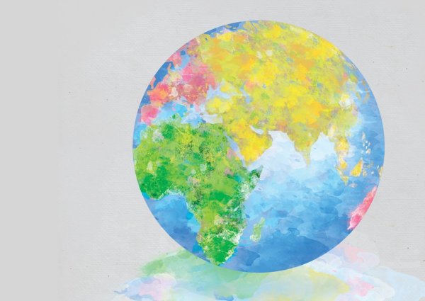 Нарисованный Глобус красками
