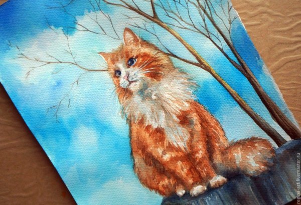 Рисование котиков гуашью