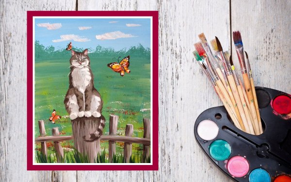 Гуашь коты для детей 8 лет