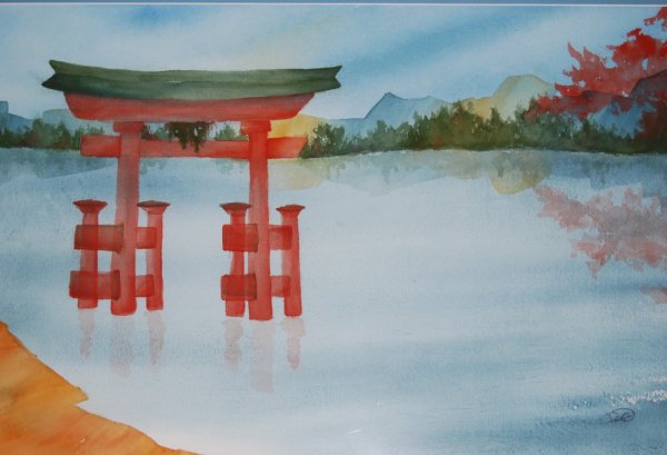 Японская живопись гуашью