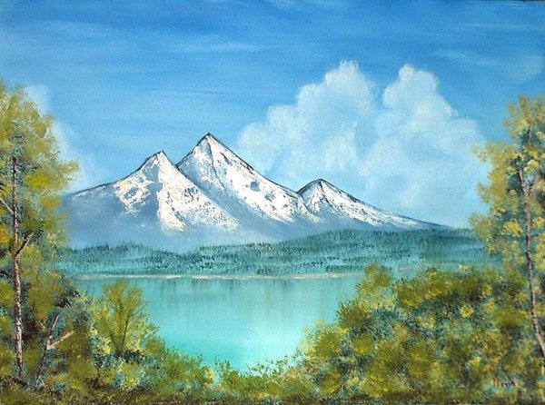 Пейзаж с горами гуашью для детей