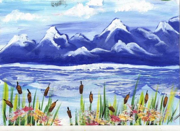 Горы гуашь правополушарное