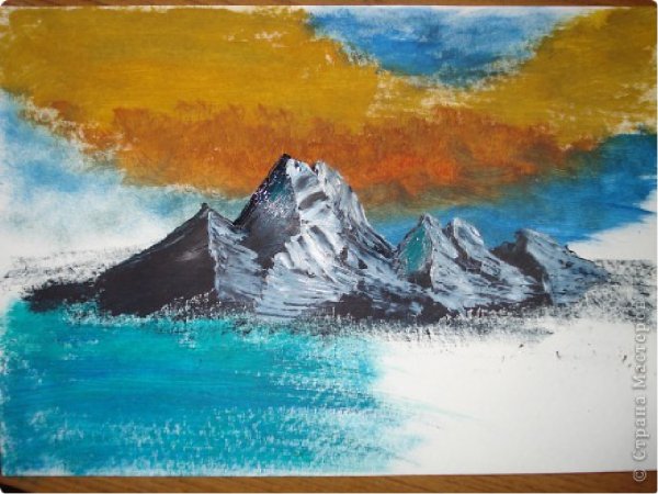 Горы рисунок красками
