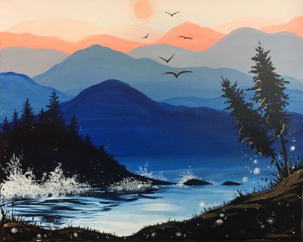 Пейзаж горы правополушарное рисование