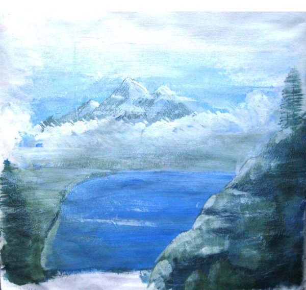 Ледяные горы пейзажи гуашью