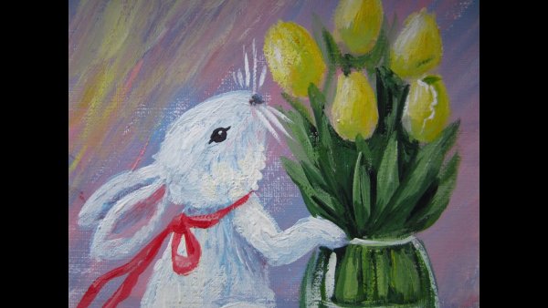 Зайчик гуашью