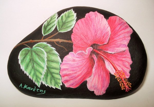 Рисунки на камнях цветы