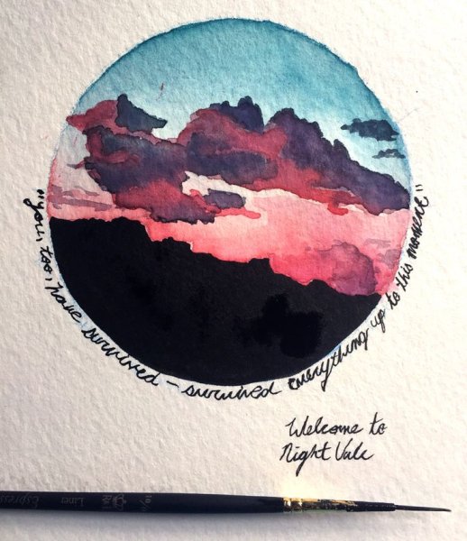 Рисунки в круге акварелью