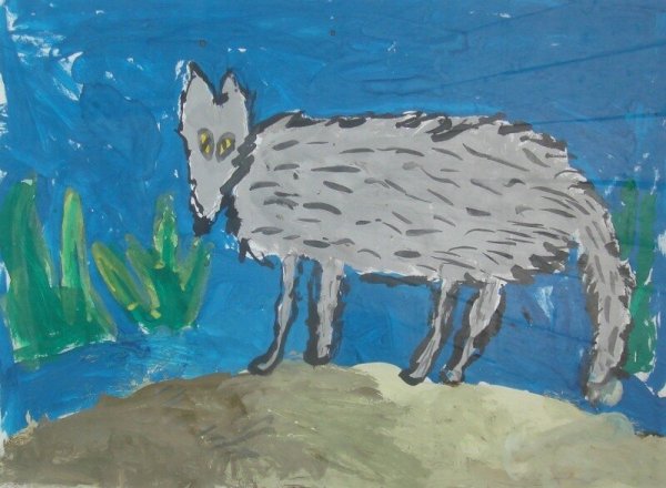 Рисуем волка гуашью