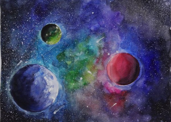 Космические просторы гуашью