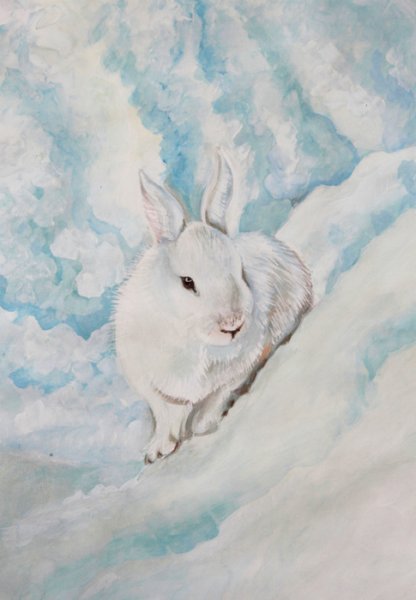 Акварельные новогодние зайчики