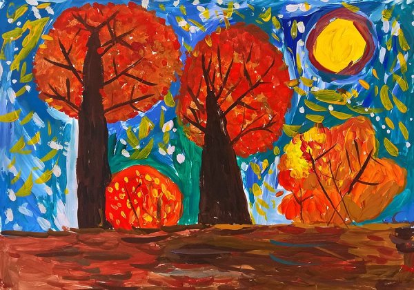 Рисование осеннего пейзажа