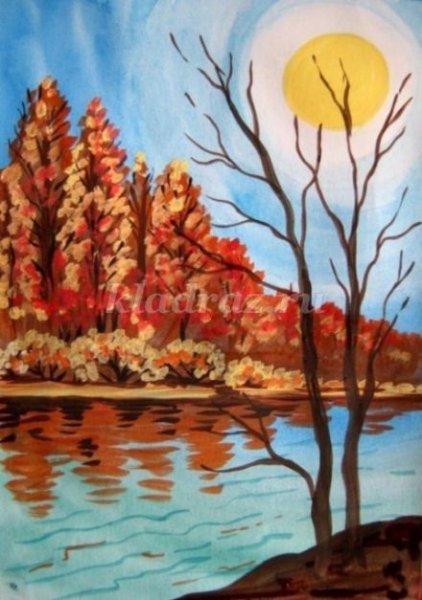 Правополушарное рисование осенний пейзаж