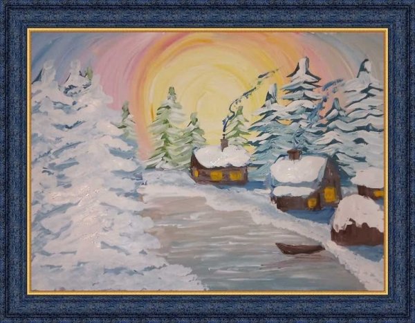 Рисование зимний пейзаж