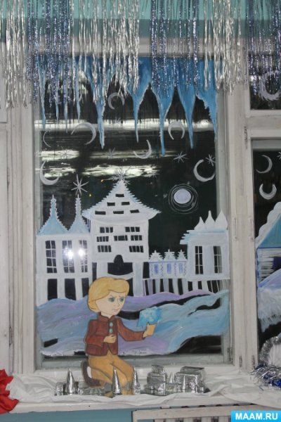 Новогодняя сказка на окне в детском саду