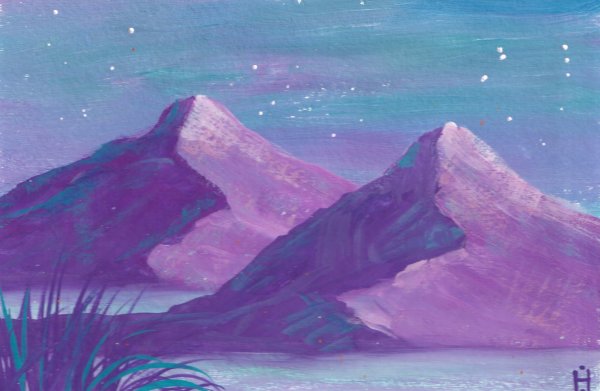 Рисование гуашью горы