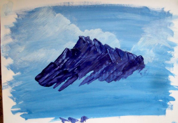 Простой пейзаж гуашью