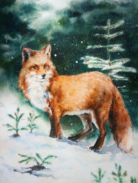 Лиса красками
