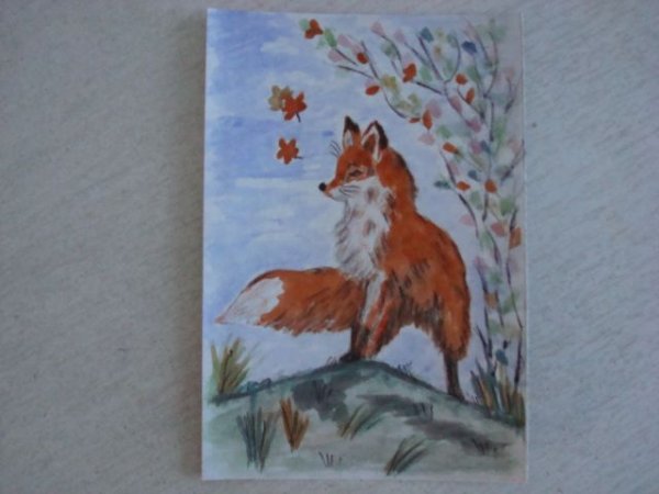 Рисуем лису гуашью