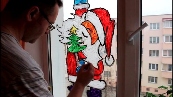 Новогодние окна зубной пастой