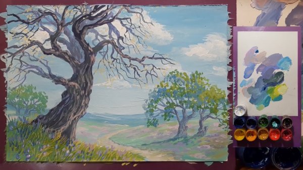 Рисование деревьев гуашью