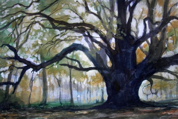 Дерево гуашью