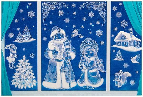 Новогодняя сказка наклейки на окна