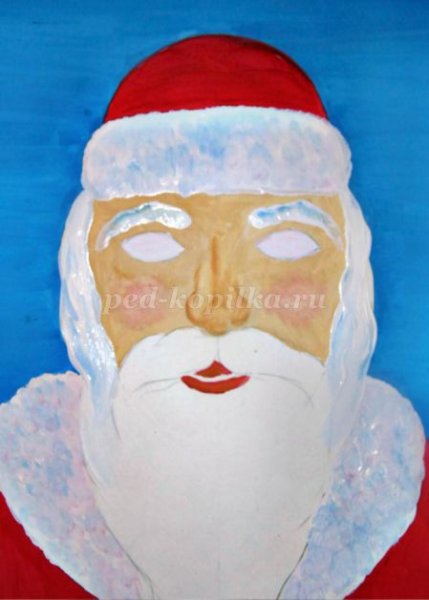 Портрет Деда Мороза гуашью