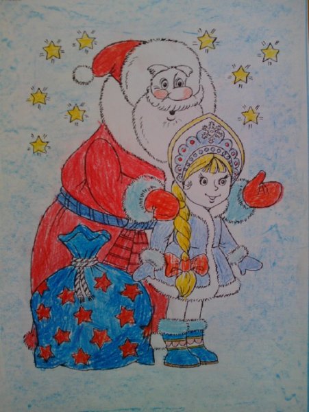 Дед Мороз и Снегурочка срисовать