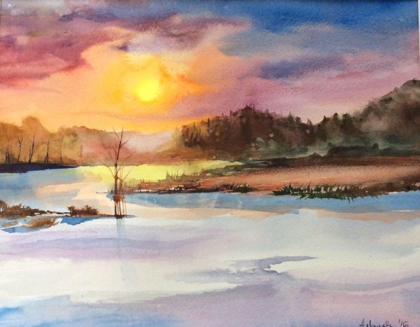 Зимний пейзаж рисунок