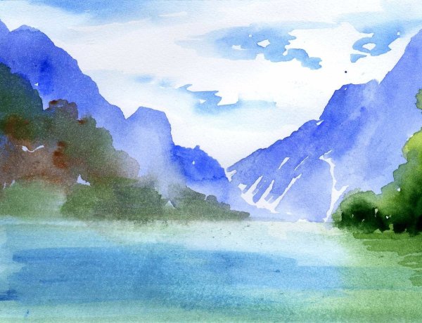 Пейзаж акварелью