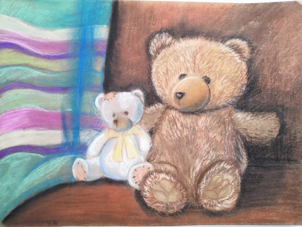 Мишка игрушка гуашью