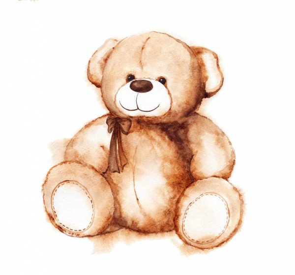 Медвежонок плюшевый акварелью