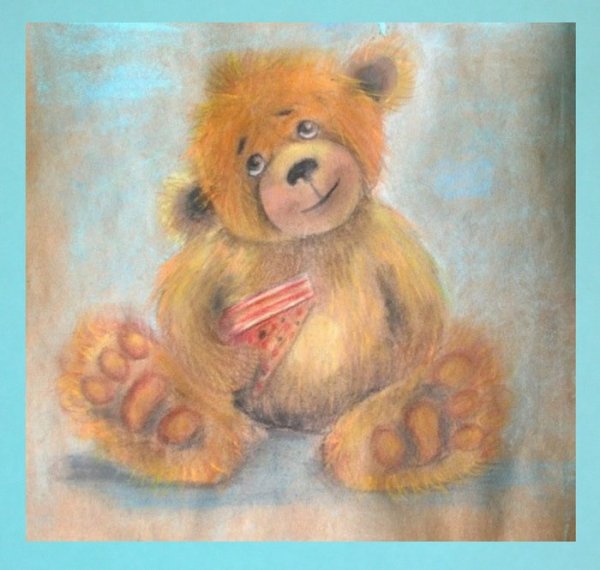Медведь цветными карандашами