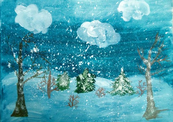 Рисование первый снег