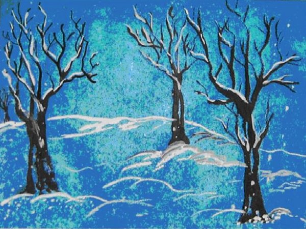 Деревья в инее рисование в подготовительной группе