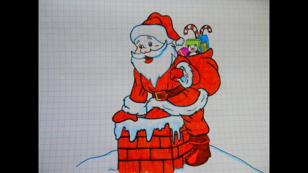 Рисунок Деда Мороза для срисовки