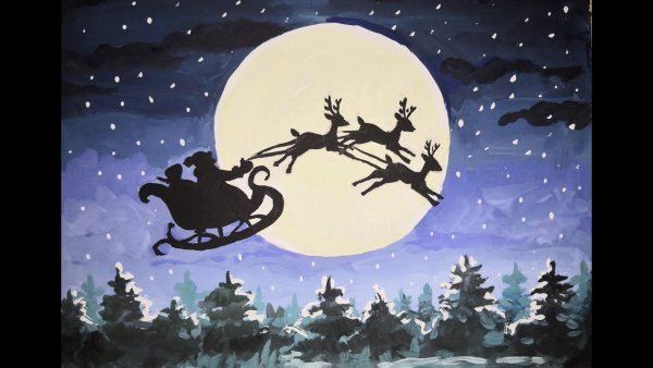 Сани Санты на фоне Луны