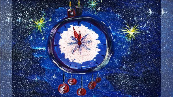 Новогодние открытки с часами