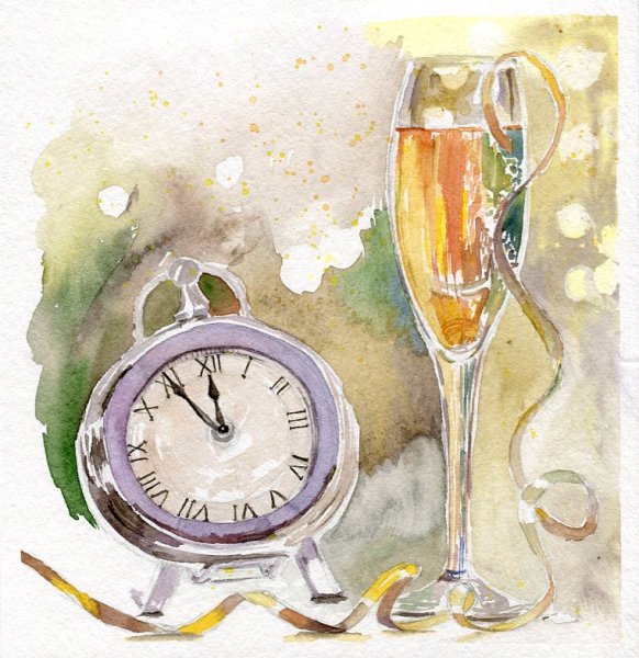 Новогодний натюрморт гуашью