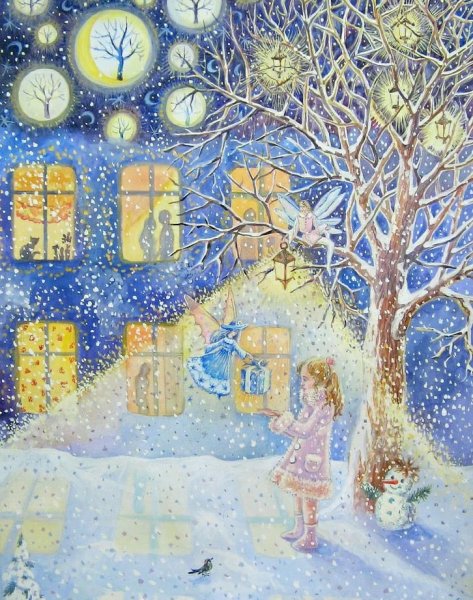 Новогодняя елка гуашью для детей