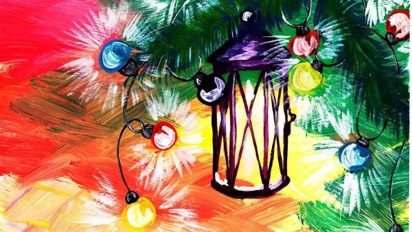 Натюрморт с часами гуашью