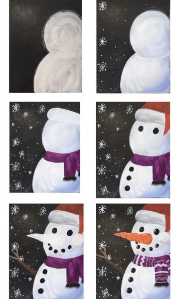 Нарисовать снеговика на окне